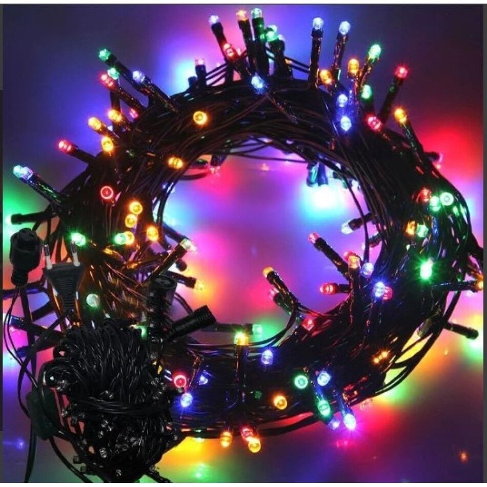 10m 100 Led Boncuk Lamba RGB Işık Siyah Kablo MZ-18-10