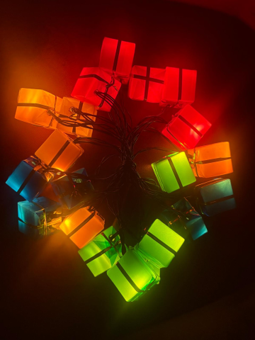 4 Metre 20 Led Pilli 2 Kademeli Hediye Kutusu Yılbaşı Ağacı Süsü Led Işık MZ-2