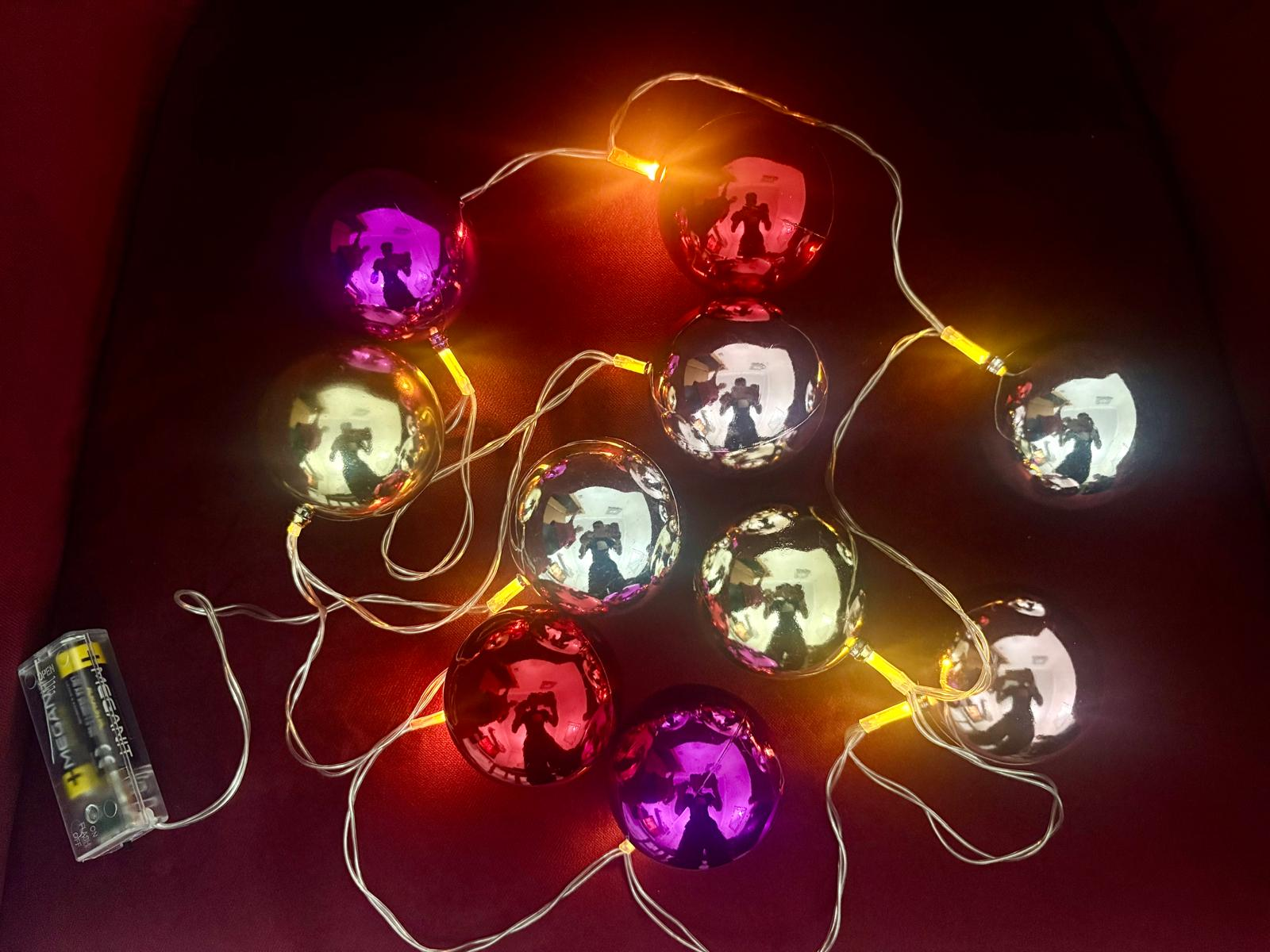 2 Metre 10 Led Pilli 2 Kademeli Parlak Top Led Yılbaşı Ağacı Süsü MZ-3