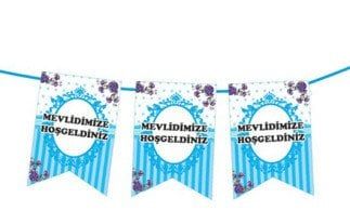 FLAMA MEVLİDİMİZE HOŞGELDİNİZ ÇİFT TARAFI BASKILI MAVİ