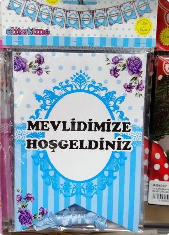 FLAMA MEVLİDİMİZE HOŞGELDİNİZ ÇİFT TARAFI BASKILI MAVİ