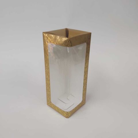 8X8X21 Cm Altın Yaldızlı Pencereli Hediyelik Havlu Kutu