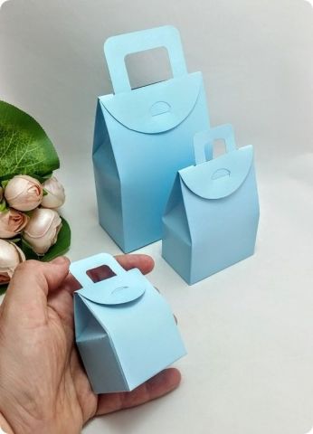 50 Li Selefonlu Karton Mini Bebek Şekeri Çanta (Mavi)