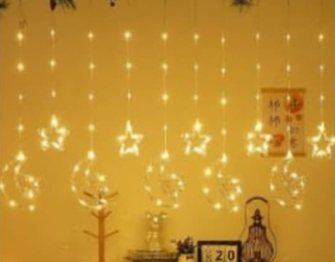 5+5 Saçaklı Ay Yıldız Perde Led MZ-16-13