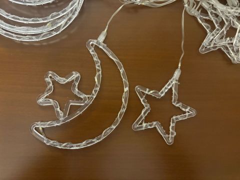 5+5 Saçaklı Ay Yıldız Perde Led MZ-16-13