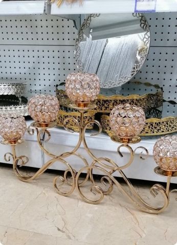 Yanlamasına uzun kristal kafalı şamdan (67*38cm)