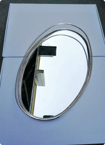 Oval Aynalı Metal Nişan Tepsisi