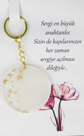 25 Lİ EPOKSİ ANAHTARLIK KARTLI YUVARLAK ALTIN