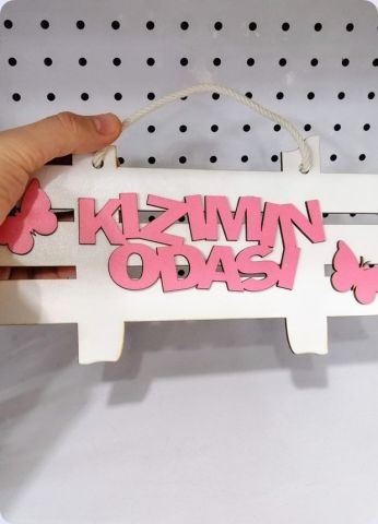 Çit şeklinde Oğlumun & kızımın odası Mini kapı süsü ( 25x14cm)