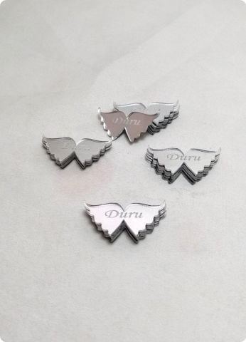 Melek ayna İsim Yazılı pleksi Bebek Şekeri (4x2,5 cm Lazer Kesim Ayna)