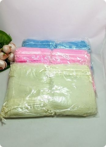 100 lü Büzgülü Yasin,Mevlüt Organze Tül Kese 15x25 cm