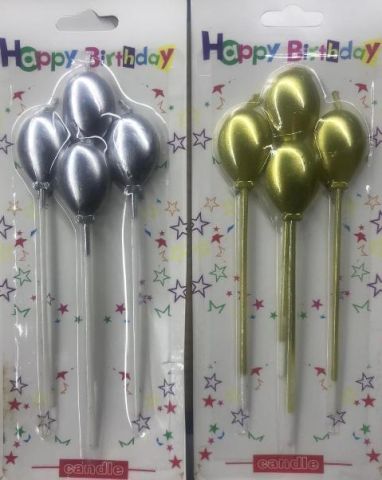 4 lü Uzun çubuklu BALON ŞEKLİNDE pasta mumu