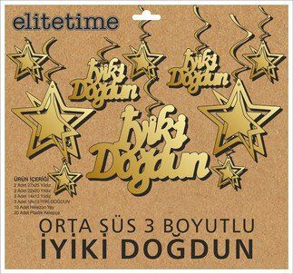 ORTA SÜS 3 BOYUTLU İYİKİ DOĞDUN ALTIN
