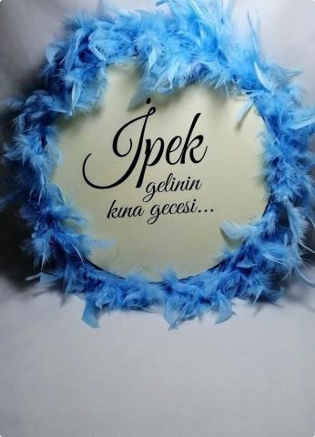 Uv İsim Yazılı Tüylü 32 cm Deri gelin tefi