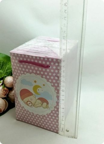 25 Li Toptan Bebekli Karton Çanta 11x17 Cm