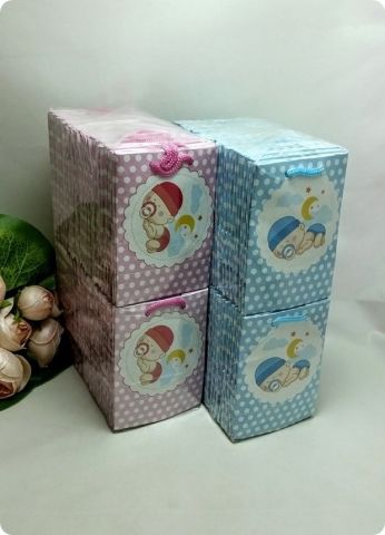 50 Li Yatan Bebek Mini Karton Çanta/Poşet  8x11 Cm