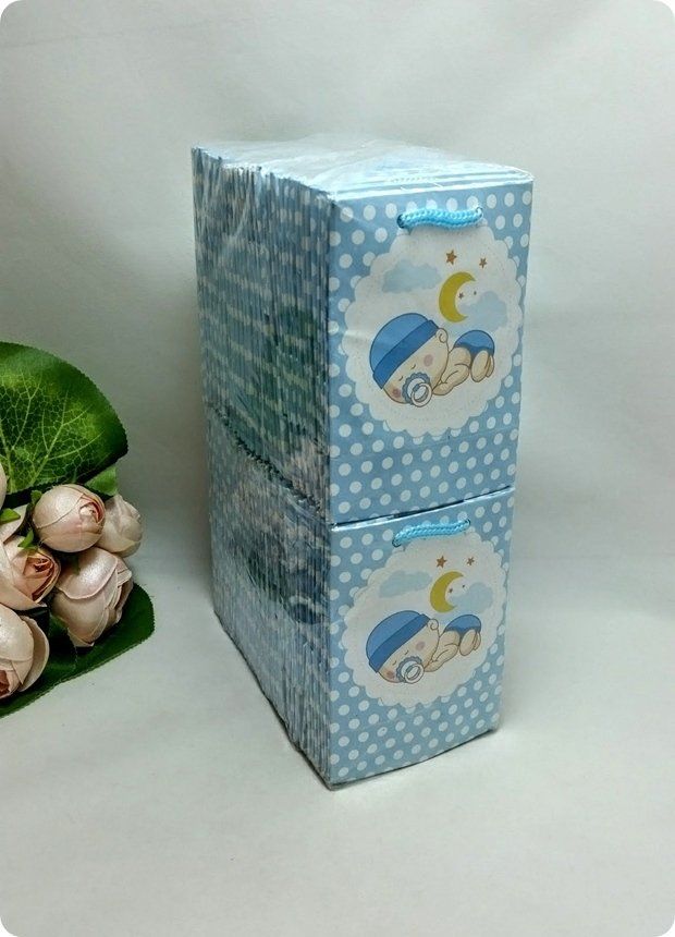 50 Li Yatan Bebek Mini Karton Çanta/Poşet  8x11 Cm