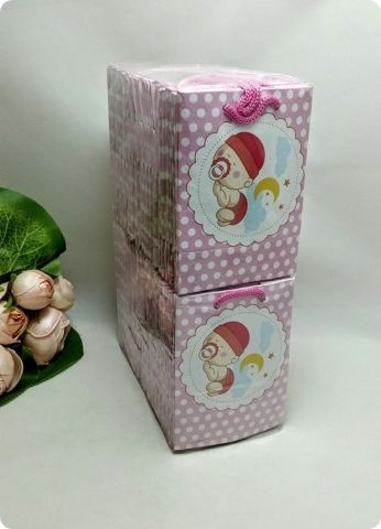 50 Li Yatan Bebek Mini Karton Çanta/Poşet  8x11 Cm