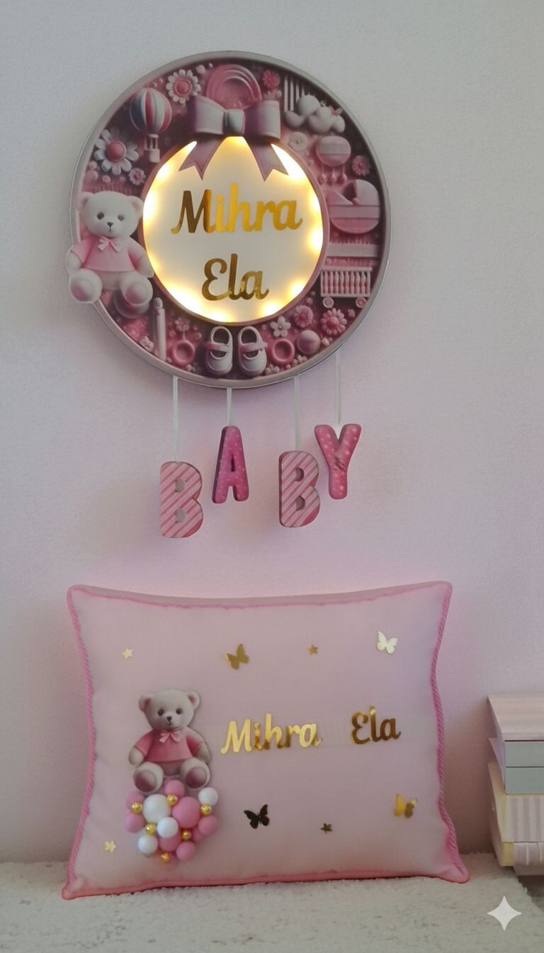 Işıklı kabartmalı kapı süsü & yastık takımı