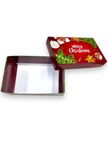 25x15x10 Cm Kırmızı Merry Chiristmas Yazılı Hediye Karton Kutu
