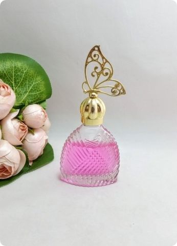 12 li Metal Kelebek Tepelikli Diva Yassı Cam Kolonya Şişesi 50 cc