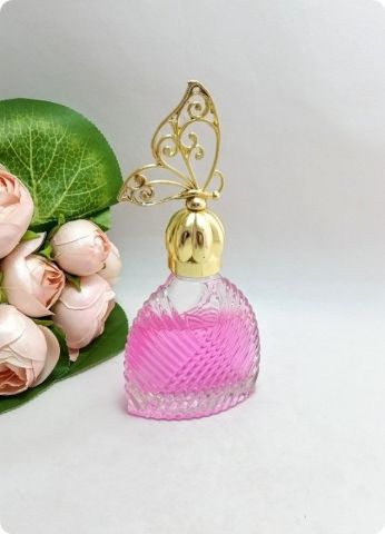 12 li Metal Kelebek Tepelikli Diva Yassı Cam Kolonya Şişesi 50 cc