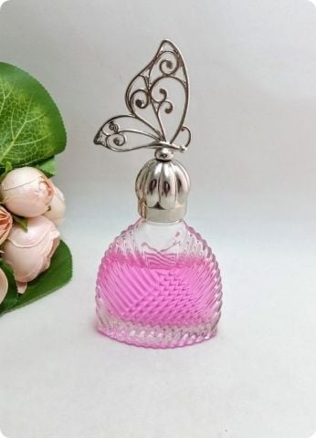 12 li Metal Kelebek Tepelikli Diva Yassı Cam Kolonya Şişesi 50 cc