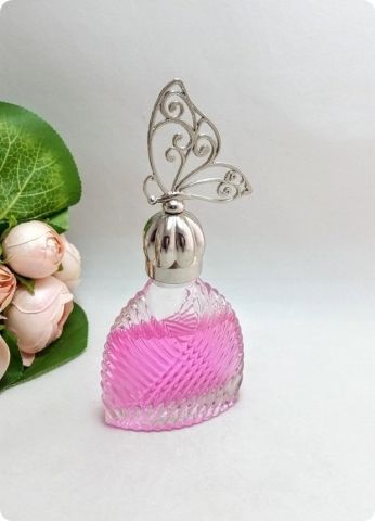 12 li Metal Kelebek Tepelikli Diva Yassı Cam Kolonya Şişesi 50 cc