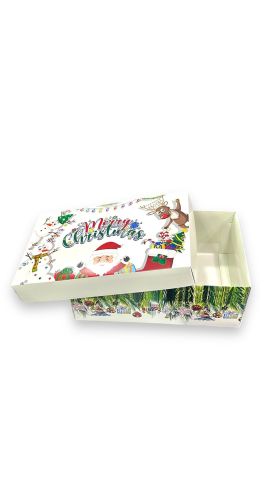 25x15x10 Cm Beyaz Merry Chiristmas Yazılı Hediye Karton Kutu
