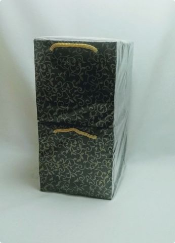 50 Li 11x11 Cm Siyah Zeminli Sarmaşık Desenli Karton Çanta/Poşet