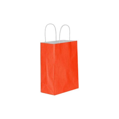 25 Li 11x16 cm Büküm Saplı Düz Kırmızı Kağıt Çanta-Poşet