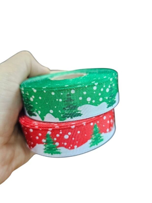 3 Cm (20 Mt.) Yılbaşı Ağaçlı Grogren Kurdele