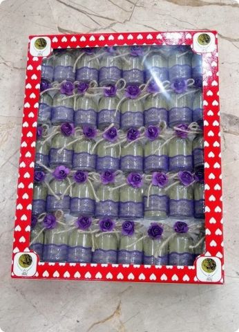 40 Adet İçi kınalı çiçekli 25 cc Süslü şişe