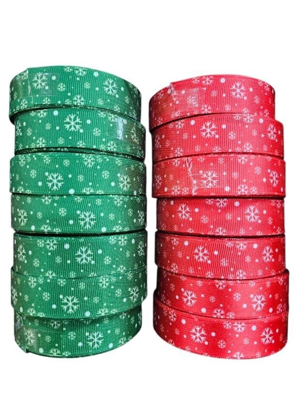 2 Cm (20 Mt.) Yılbaşı Kar Taneli  GROGREN Kurdele