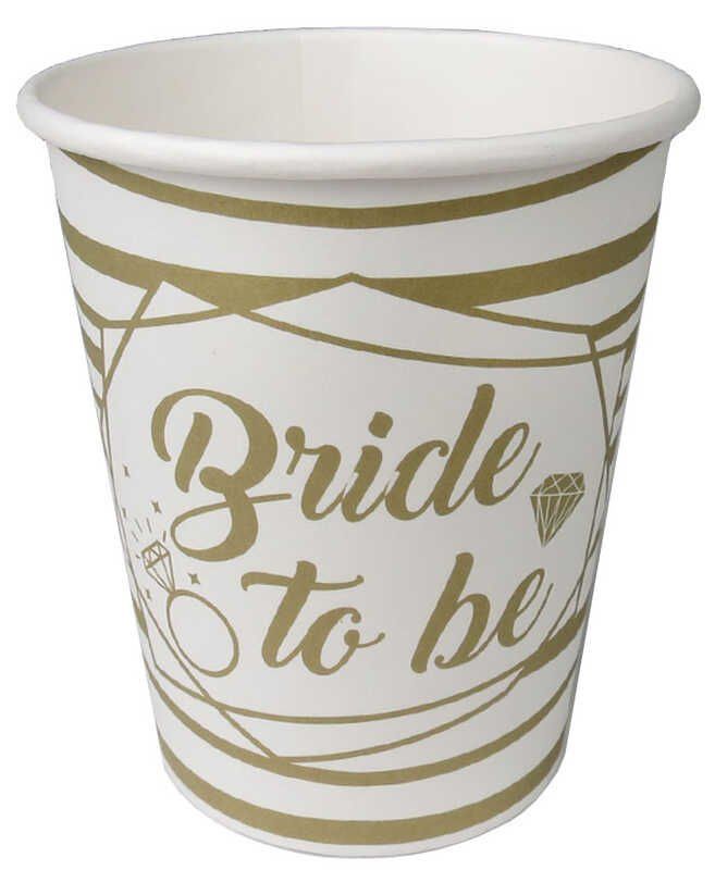 8 Lİ BRIDE TO BE YALDIZLI KARTON BARDAK ALTIN 8 OZ