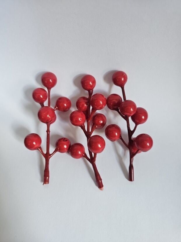 10 demet 7 Toplu Stick Kırmızı Yılbaşı Dalı