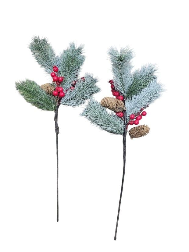 Karlı Çam kozalaklı Narlı uzun Stick Yılbaşı Dalı