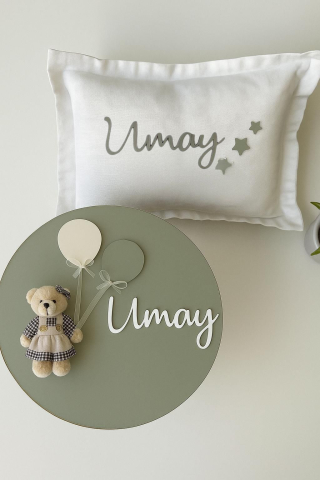 Ahşap renkli Kapı süsü & Takı Yastığı Takım