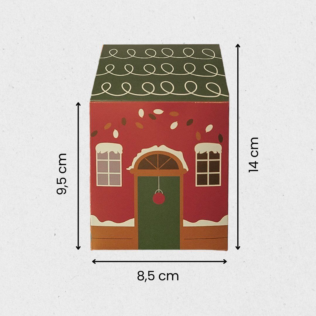 12 Li Yılbaşı Ev Tasarımlı Yeşil Çatılı Kutu Çanta