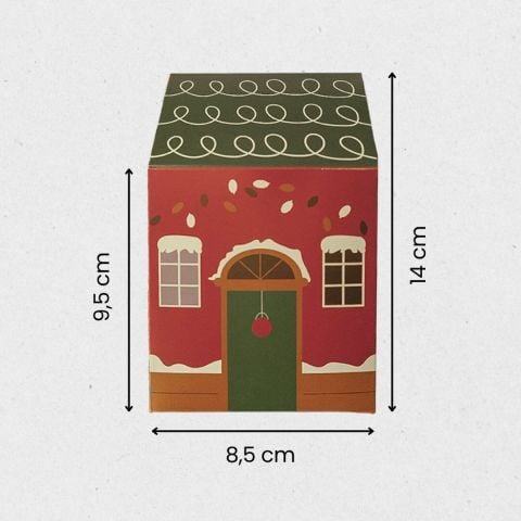 12 Li Yılbaşı Ev Tasarımlı Yeşil Çatılı Kutu Çanta