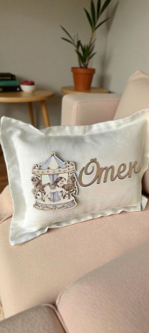 Atlı karınca dekorlu Dikdörtgen Takı yastığı