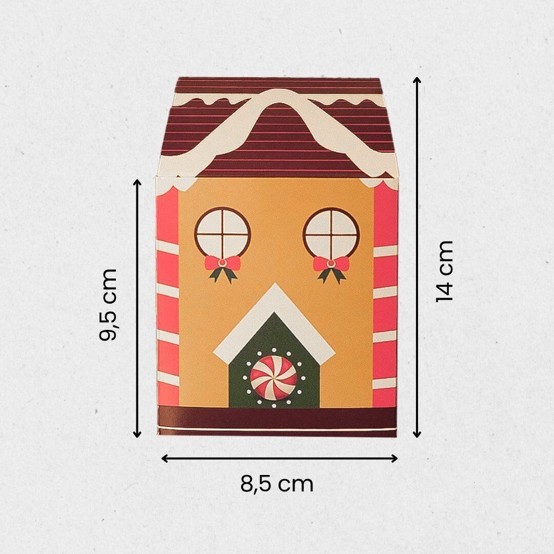 12 Li Yılbaşı Ev Tasarımlı Karlı Kahve Çatılı Kutu Çanta