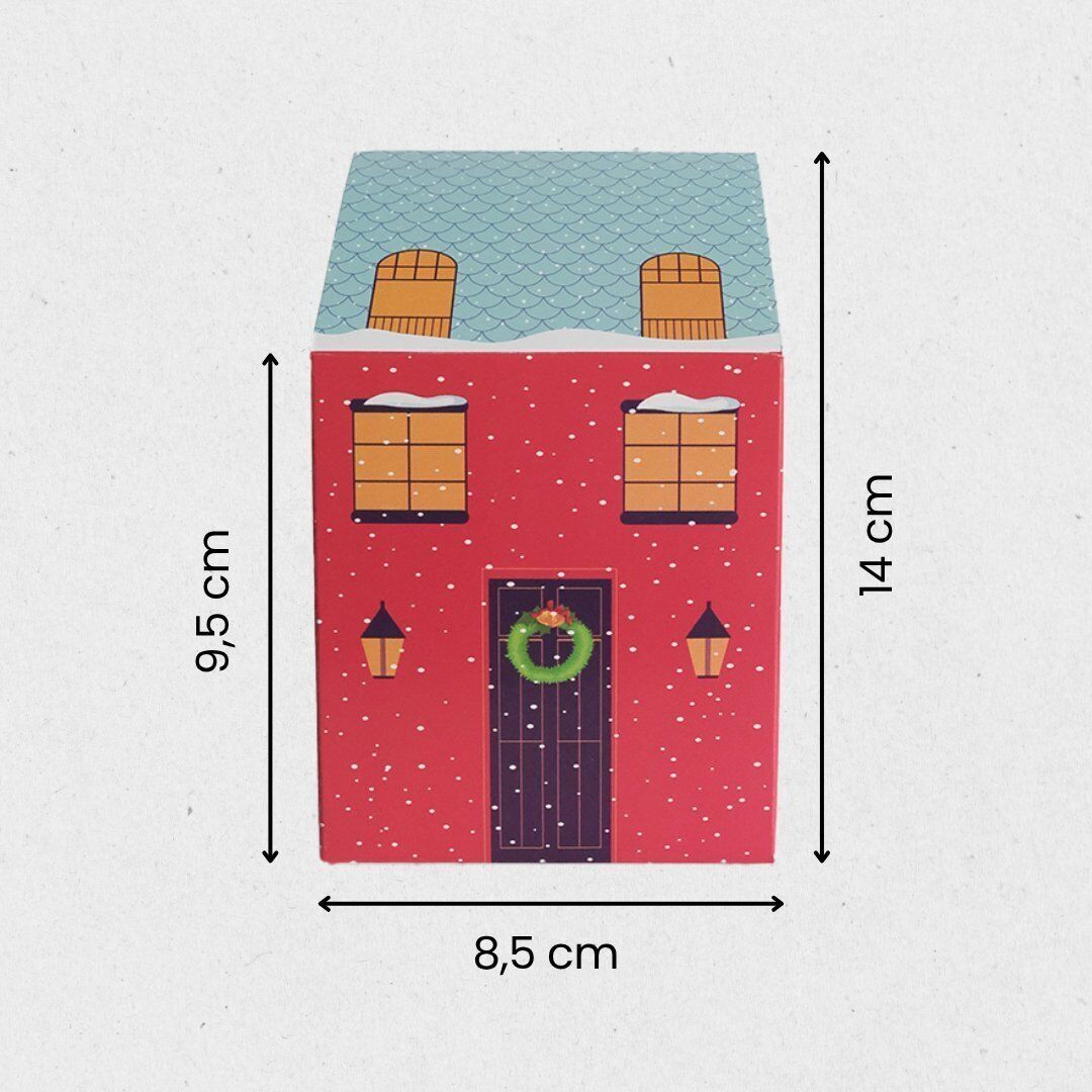 12 Li Yılbaşı Ev Tasarımlı (3 Farklı desen) Çatılı Kutu Çanta