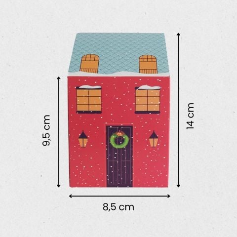 12 Li Yılbaşı Ev Tasarımlı (3 Farklı desen) Çatılı Kutu Çanta