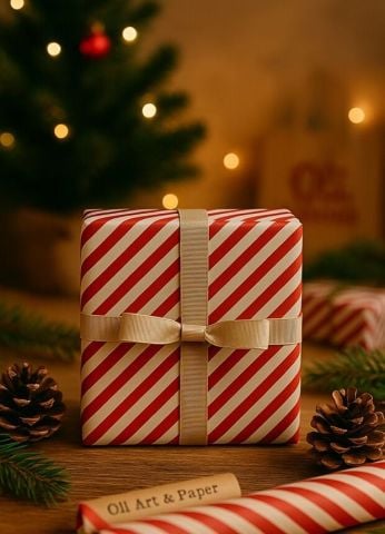 10 lu Beyaz Kırmızı (Verev çizgili) Hediye Paketi / Buket Kağıdı