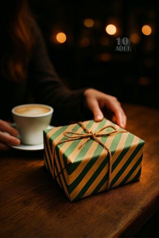 10 lu Kraft Yeşil (Verev çizgili) Hediye Paketi / Buket Kağıdı