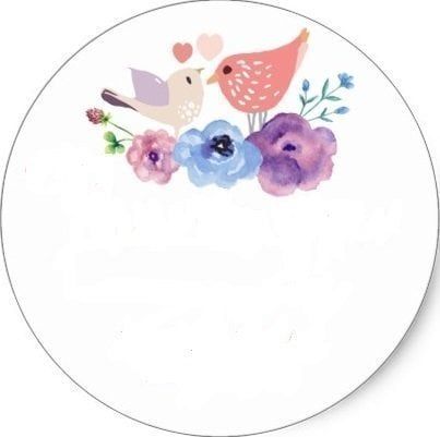 Kuşlu Nişan,Nikah 3 Cm Yuvarlak etiket 1 Sayfa (54 adet)