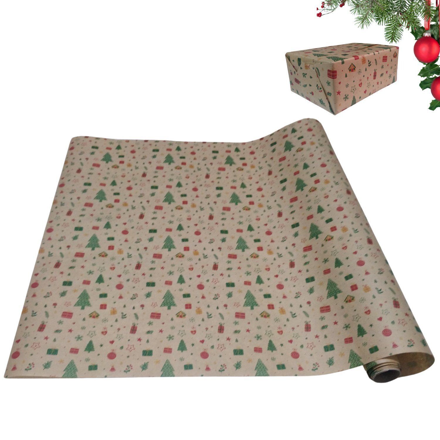 İtalyan Hediye Paketleme Kağıdı, Kraft Çam Desenli Ambalaj Kağıdı