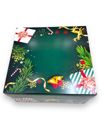 25x25x12 Yeşil Yılbaşı Karton Kutu