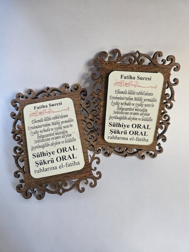 İsme Özel Çift Kat Ahşap Fatiha Baskılı Magnet